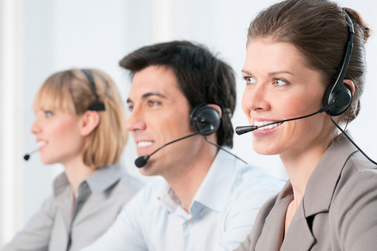 Happy call center operators