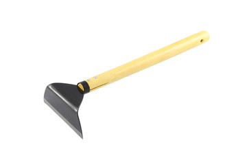 Small hoe for gardening on white background.