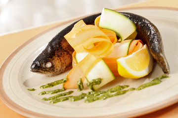 trout with vegetables