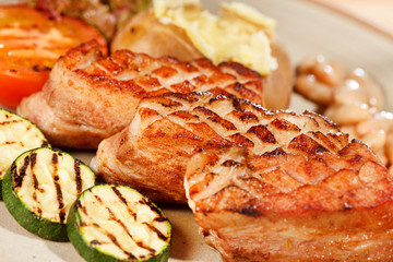 meat with grilled vegetables