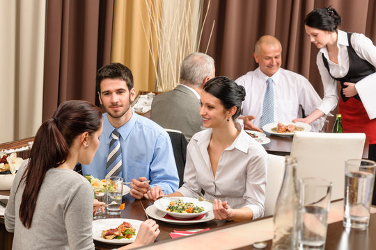 Business Lunch Restaurant People Eating Meal