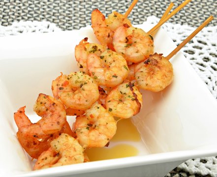 brocheta de gambas