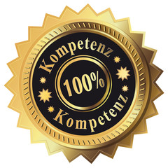 100% Kompetenz - Button gold