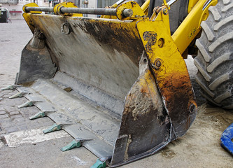 bulldozer,pelleteuse,godet,jaune,chantier