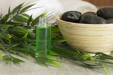 Massage oil and hot stones