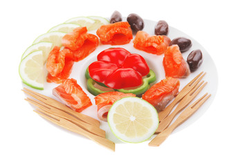 olives lemon and smoked salmon