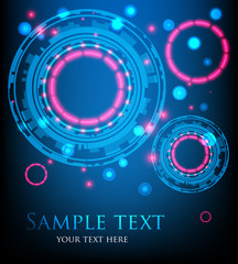Blue abstract background with glowing lights. Vector