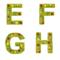 Alphabet from fruits