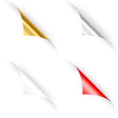 Set of four curled paper corners. Vector illustration