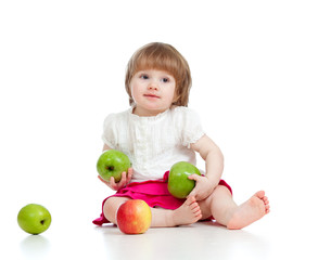 Fototapeta na wymiar dziecko zdrowych jabłek żywności