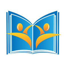 Open book and students logo