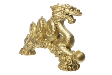 Fototapeta na wymiar Golden Dragon Figurine