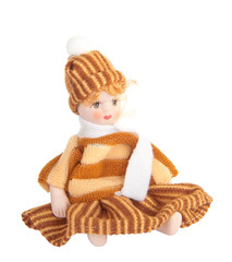 ceramic old dolly, isolated on white background