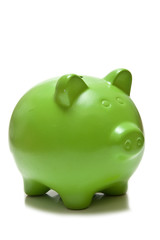 Piggy bank or money box isolated on a white studio background.