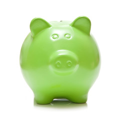 Green Piggy bank or money box.