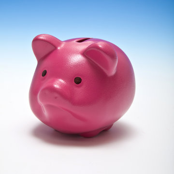 Pink piggy bank or money box.