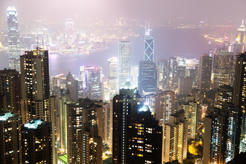 Hong Kong island from Victoria's Peak at night