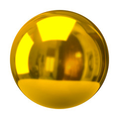 3d golden sphere isolated on white background