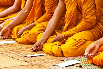 Fotobehang Monk in temple © jukree