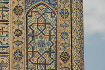 Islamic glazed tiles at the Registan in Samarkand