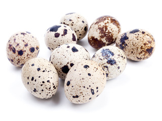 Quail eggs isolated on white