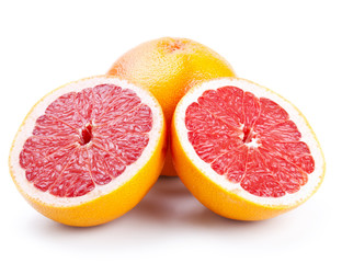grapefruit with slices isolated on white