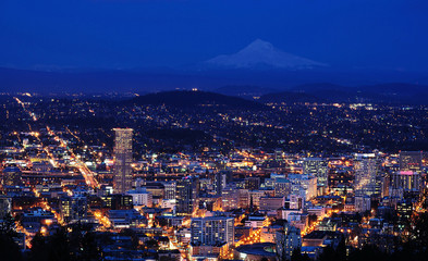 Obraz premium Beautiful city and mountain view from pittock mansion