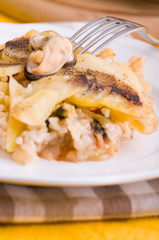 Rice, potatoes and mussels. Tiella di riso, patate e cozze.