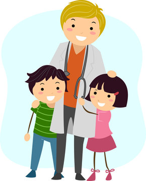doctor hugging kids cartoon clip art preview