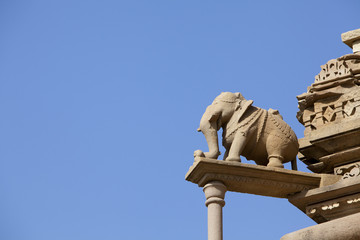 Elephant on the roof of Eastern Temple - Khajuraho
