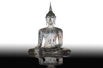 reflection buddha statue isolated