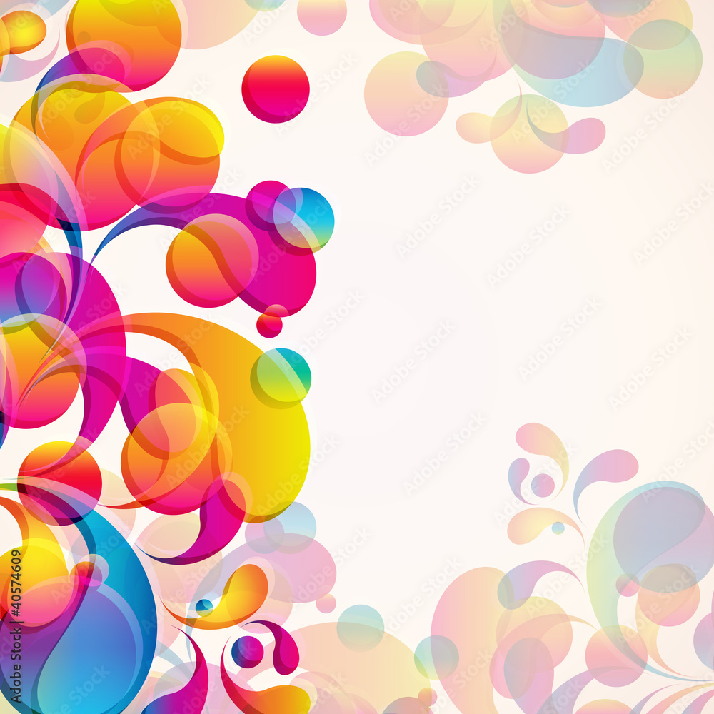 Poster Abstract background with bright teardrop-shaped elements.