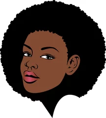 Crédence de cuisine en verre imprimé Visage de femme illustration de visage de dame afro