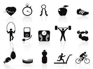 black fitness icons set