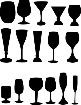 Collection of glass silhouettes - vector