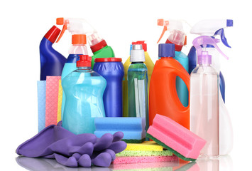 Cleaning items isolated on white