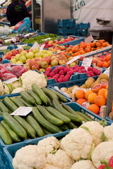 Fresh vegetables at a market stall