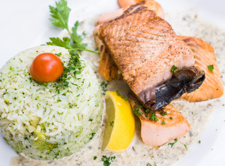 grilled salmon and rice