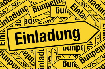 Fototapeta premium Pfeilschild Collage EINLADUNG