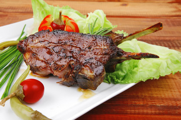 meat plate over wooden table