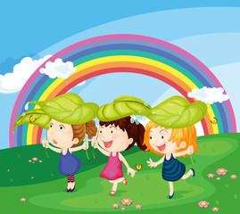 kinderen met regenboog