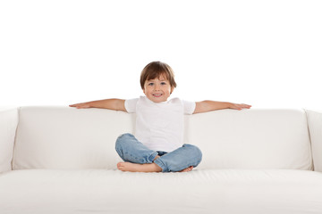 Girl relaxing on settee