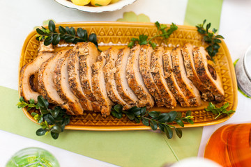 Deliciuously looking food on a decorated table