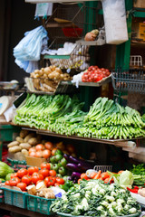 Fototapeta na wymiar Herbs and vegetables at market