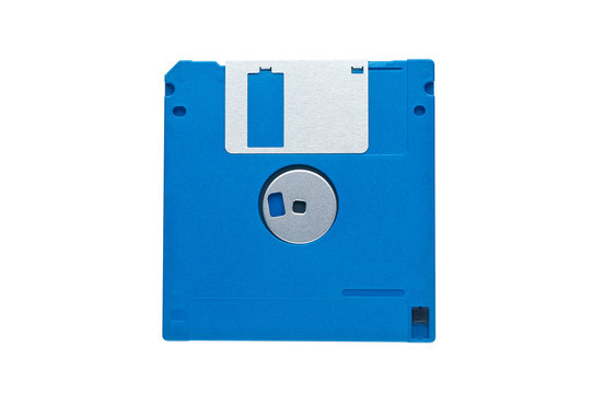 Magnetic floppy disc for a computer on a white background