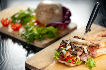 Italian Sandwich with Sausage and Eggplant and Provola cheese