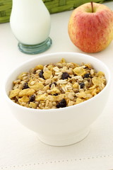 healthy granola and fresh fruits