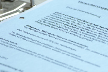 Obraz premium Vertrag - Vertragsunterlagen für eine Risikolebensversicherung