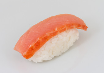 salmon sushi with white background