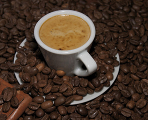 Espresso and coffee beans